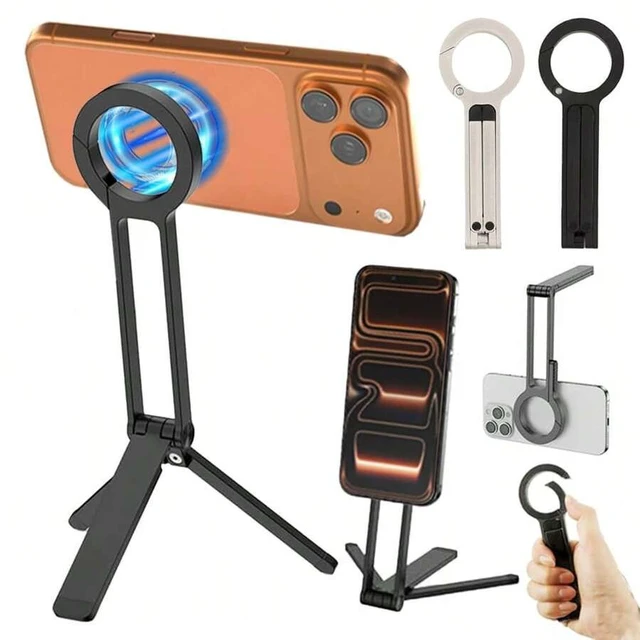 Alt view image 2 of 7 - Bks Magnetic Carabiner Phone Holder Tripod Selfie Stick Foldable Portable Outdoor Bracket Stand
