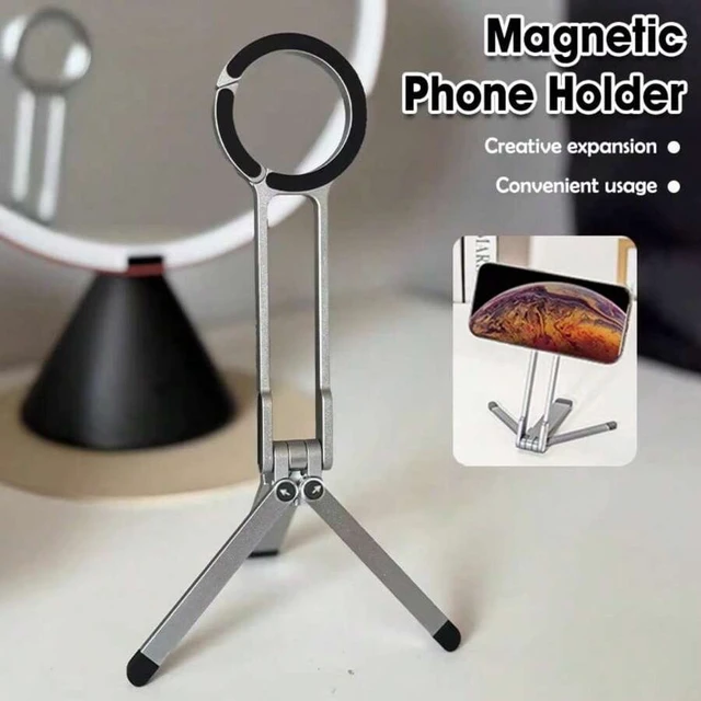 Alt view image 7 of 7 - Bks Magnetic Carabiner Phone Holder Tripod Selfie Stick Foldable Portable Outdoor Bracket Stand