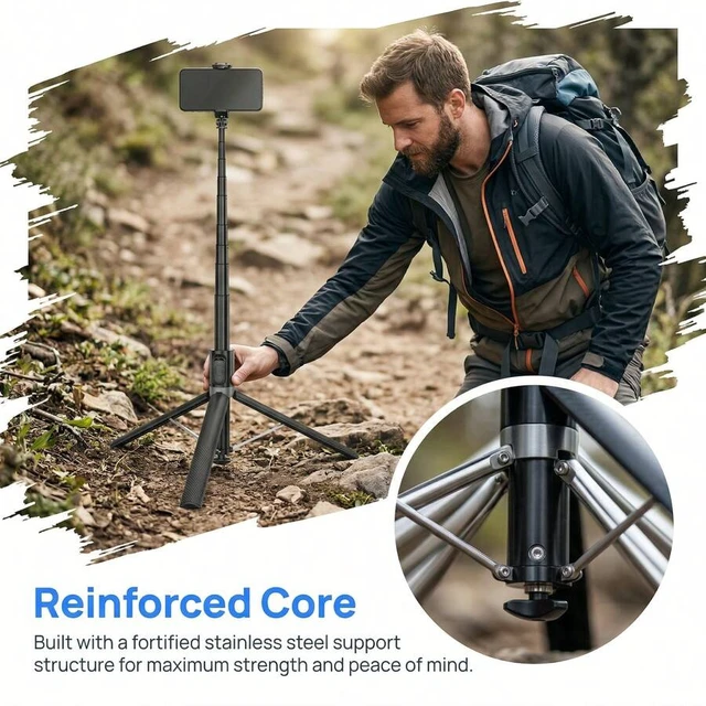 Alt view image 3 of 7 - Bks Phone Tripod, 69 Inch Selfie Stick Stand Lightweight Multi-Functional Tripod For Various Phones