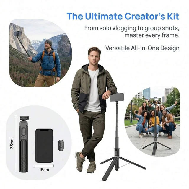 Alt view image 5 of 7 - Bks Phone Tripod, 69 Inch Selfie Stick Stand Lightweight Multi-Functional Tripod For Various Phones
