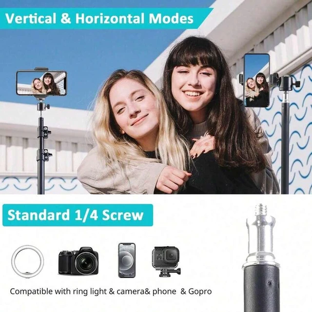 Alt view image 5 of 6 - Bks 63 Inch Extendable Selfie Stick Tripod with 360 Gimbal and Universal Phone Holder for Live Video Shooting Compatible Mobile Phones Cameras Portable Stand