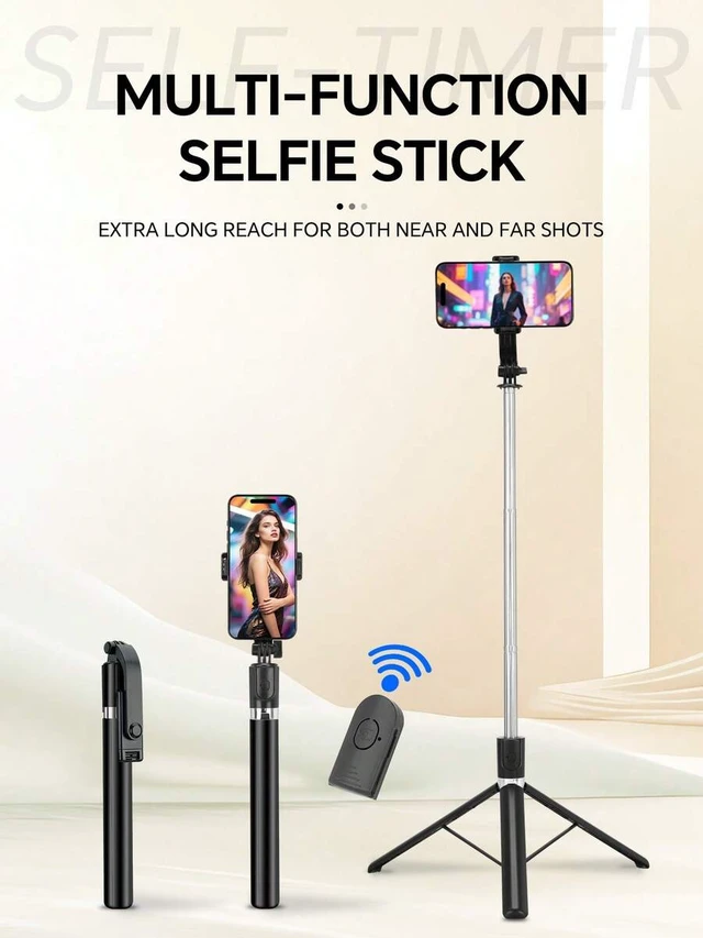 Alt view image 4 of 7 - Bks 1700mm Extendable Selfie Stick Wireless Remote Tripod Stand Foldable Monopod For Smartphones Live Streaming Vlog Travel Outdoor