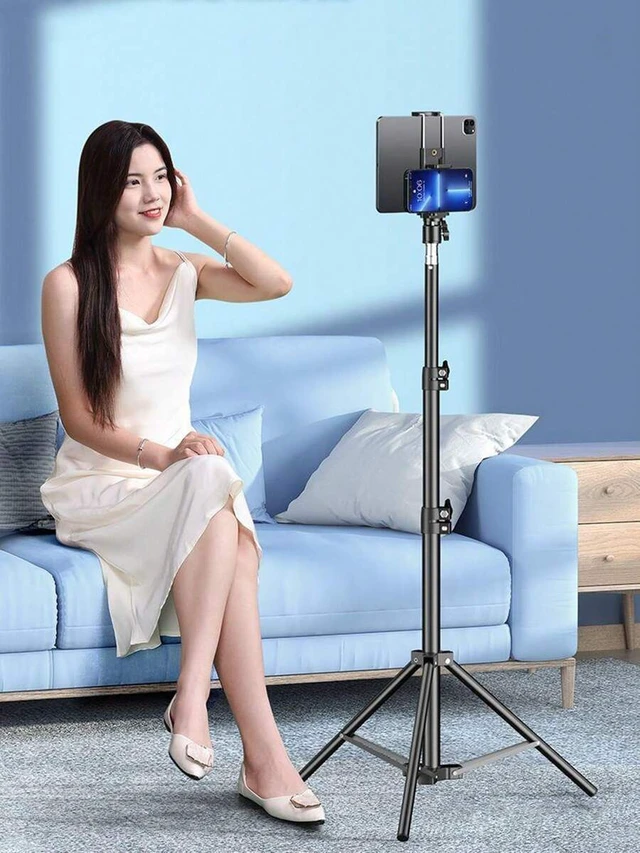 Alt view image 2 of 7 - Bks Phone Tablet Dual-Use Support Stand With Tripod For Live Streaming Selfie Stick Outdoor Travel
