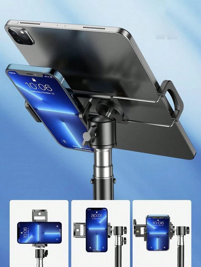 Alt view image 3 of 7 - Bks Phone Tablet Dual-Use Support Stand With Tripod For Live Streaming Selfie Stick Outdoor Travel
