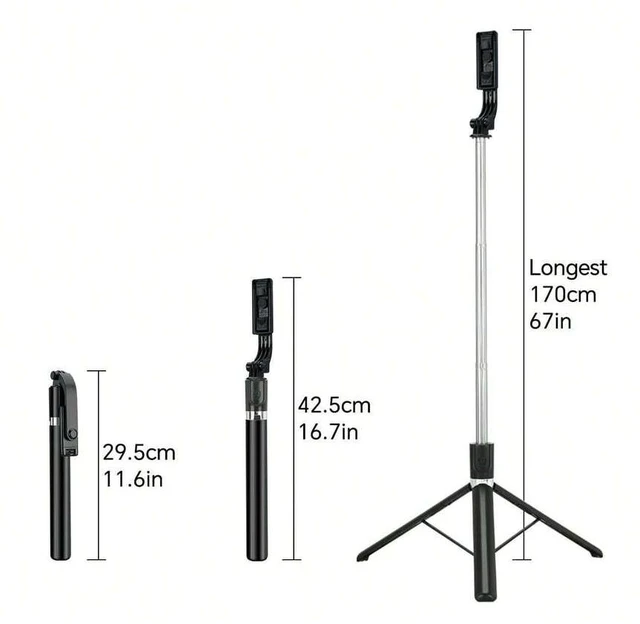 Main image of Bks 1700mm Extendable Selfie Stick Tripod with Wireless Remote Control for Smartphones Live Streaming Vlogging