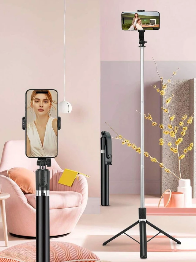 Alt view image 2 of 7 - Bks 1700mm Extendable Selfie Stick Tripod with Wireless Remote Control for Smartphones Live Streaming Vlogging