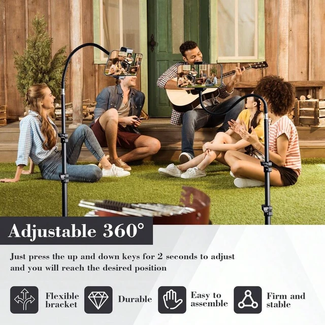 Alt view image 6 of 7 - Bks 63-Inch Aluminum Alloy Tripod Selfie Stick With Bluetooth Remote, 35cm Flexible Hose, 1/4-Inch Interface for Smartphones and Cameras