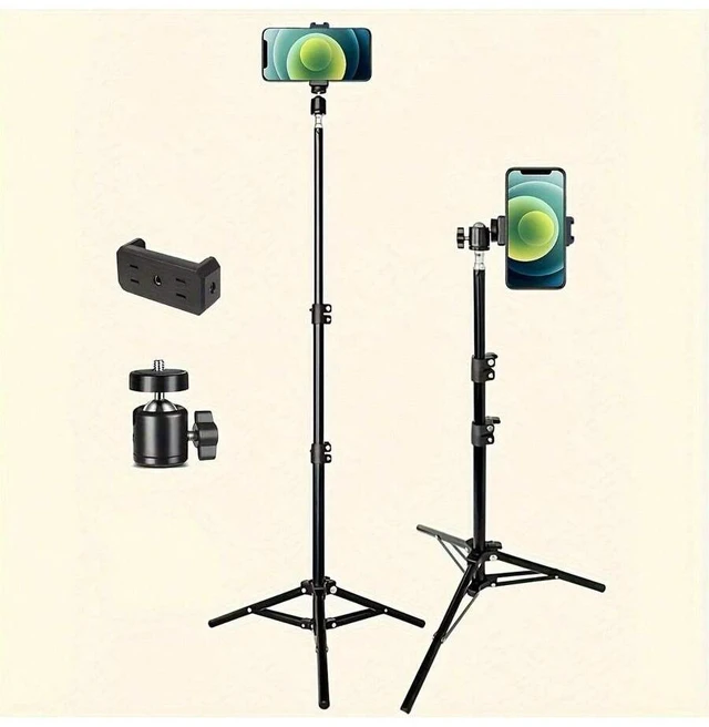 Main image of Bks 43-Inch Foldable Tripod With Phone Holder, Multi-Functional Stand For Phones And Cameras, Compatible With IOS Android, Live Streaming Vlogging Selfie Stick