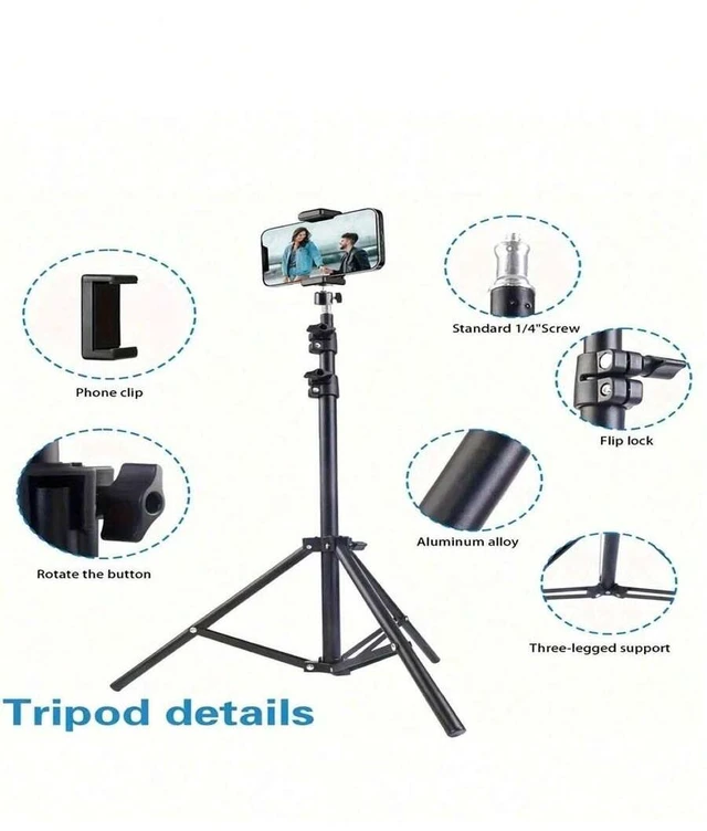 Alt view image 4 of 5 - Bks 43-Inch Foldable Tripod With Phone Holder, Multi-Functional Stand For Phones And Cameras, Compatible With IOS Android, Live Streaming Vlogging Selfie Stick