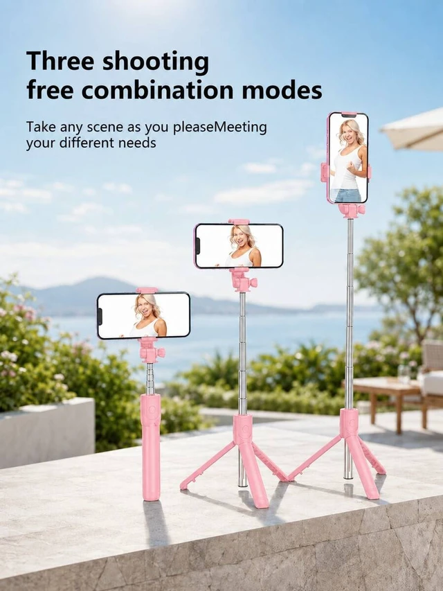 Alt view image 2 of 7 - Bks Selfie Stick Tripod with Remote Control Phone Holder for Live Streaming Vlog Travel Compatible iPhone Android Mobile Phones