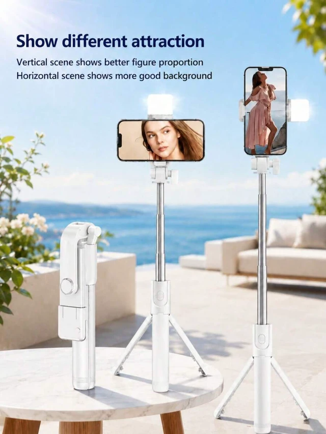 Alt view image 3 of 7 - Bks Bluetooth Selfie Stick Tripod With Remote Control And Fill Light, Phone Holder Live Streaming Tripod, Universal Photography Travel Selfie Gadget