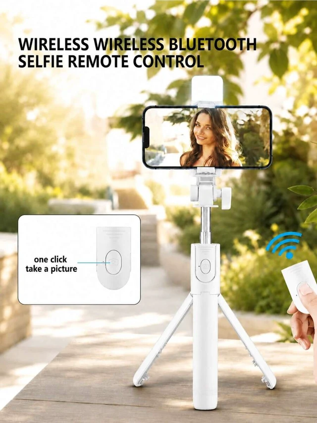 Alt view image 6 of 7 - Bks Bluetooth Selfie Stick Tripod With Remote Control And Fill Light, Phone Holder Live Streaming Tripod, Universal Photography Travel Selfie Gadget