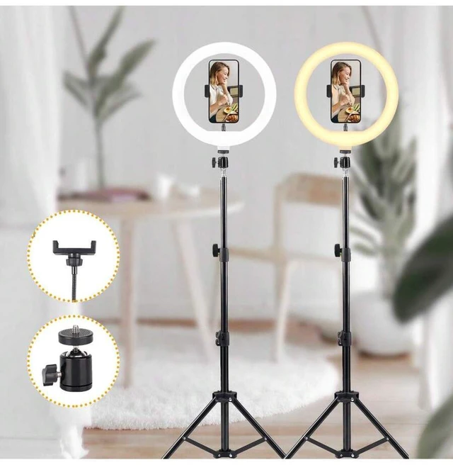 Main image of Bks 10 Inch LED Selfie Ring Light Kit with Phone Clip and Adjustable Bracket - 3 Color Modes, 10 Brightness Levels, USB Powered for Makeup Video Photography