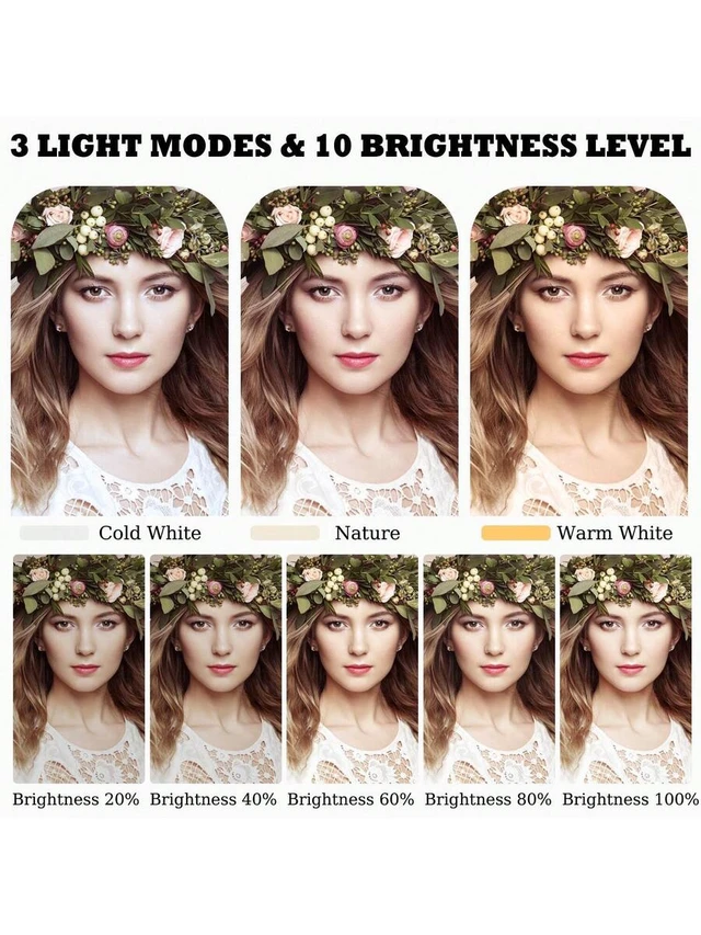 Alt view image 7 of 7 - Bks 10 Inch LED Selfie Ring Light Kit with Phone Clip and Adjustable Bracket - 3 Color Modes, 10 Brightness Levels, USB Powered for Makeup Video Photography