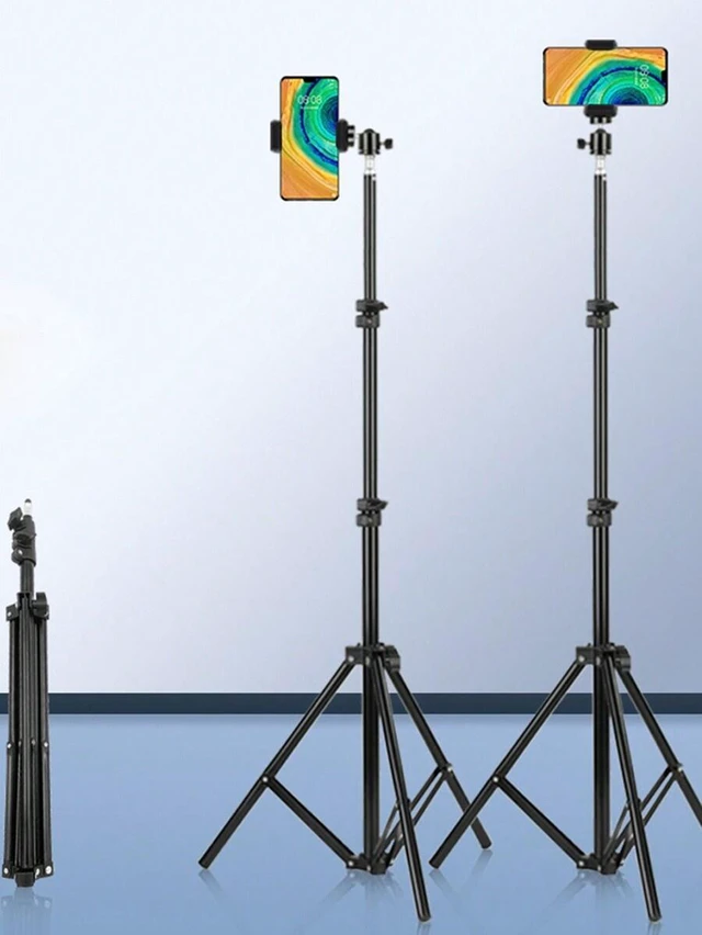 Main image of Bks 160cm Floor-Standing Tripod Stand With Pan-Tilt Head And Phone Holder Compatible With IPhone Android Mobile Phones For Live Streaming Vlog Family Gatherings Christmas Party Outdoor Activities Inte