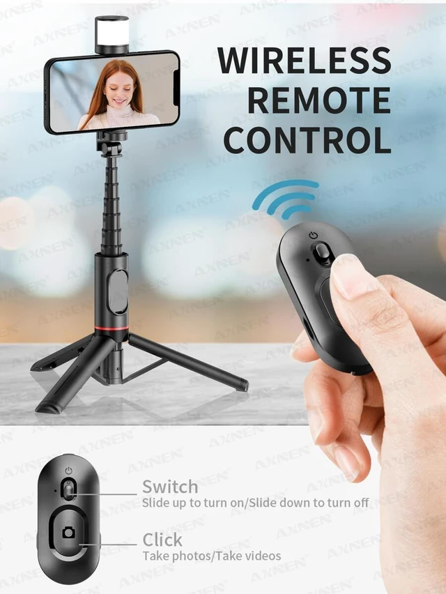 Alt view image 5 of 7 - Bks Portable Selfie Stick Tripod with Arc Fill Light and Wireless Remote for Smartphones IPhone