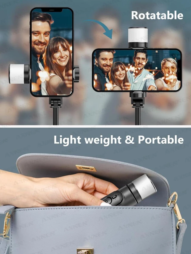 Alt view image 7 of 7 - Bks Portable Selfie Stick Tripod with Arc Fill Light and Wireless Remote for Smartphones IPhone