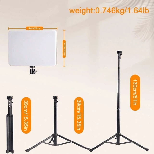 Alt view image 3 of 7 - Bks 10 Inch Square LED Light with 130cm Tripod, 3 Modes USB Powered, 1/4 Screw Mount for Streaming and Indoor Photography