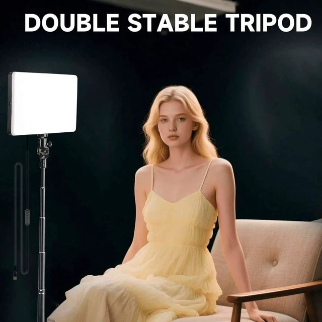 Alt view image 4 of 7 - Bks 10 Inch Square LED Light with 130cm Tripod, 3 Modes USB Powered, 1/4 Screw Mount for Streaming and Indoor Photography
