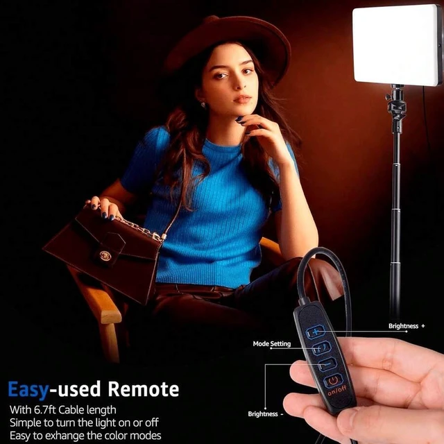 Alt view image 6 of 7 - Bks 10 Inch Square LED Light with 130cm Tripod, 3 Modes USB Powered, 1/4 Screw Mount for Streaming and Indoor Photography
