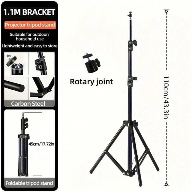 Alt view image 4 of 7 - Bks Projector Stand Floor Tripod Foldable Height Adjustable Universal Mobile Phone Live Streaming Selfie Stick Shooting