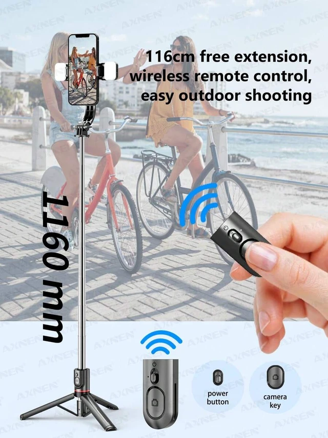 Alt view image 5 of 7 - Bks 45 Inch Selfie Stick Tripod with Dual Fill Lights, Extendable Portable Phone Stand with Remote Control for iPhone and Android Smartphones