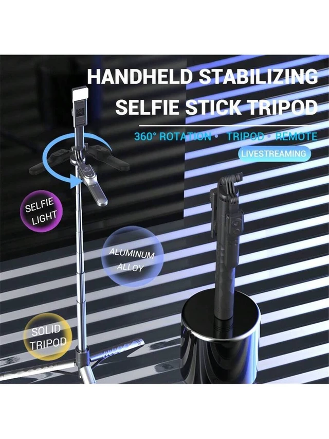 Alt view image 2 of 7 - Bks Selfie Stick Tripod Phone Holder Stand 1.7M Balance Steady Shooting Live Wireless Bluetooth Remote Control Black