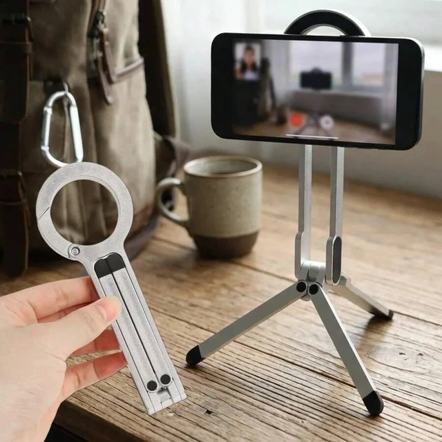Alt view image 2 of 7 - Bks Magnetic Carabiner Phone Holder Tripod Selfie Stick Foldable Portable Outdoor Bracket Stand