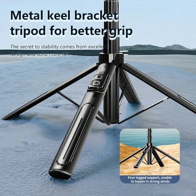 Alt view image 6 of 7 - Bks Aluminum Alloy Selfie Stick Tripod With Bluetooth Remote, Extendable Phone Holder For Smartphones iOS Android