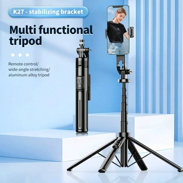 Alt view image 7 of 7 - Bks Aluminum Alloy Selfie Stick Tripod With Bluetooth Remote, Extendable Phone Holder For Smartphones iOS Android