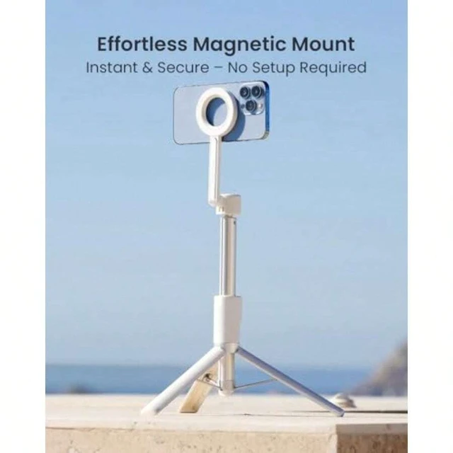 Alt view image 3 of 7 - Bks 64 Inch Magnetic Phone Tripod Stand for iPhone MagSafe, Reinforced Aluminum Selfie Stick with N52 Magnets for Vlogging and Travel