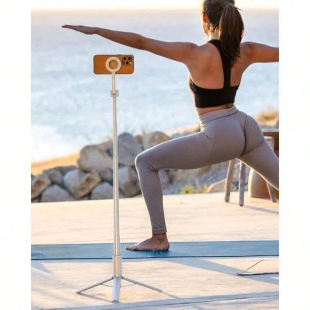 Alt view image 6 of 7 - Bks 64 Inch Magnetic Phone Tripod Stand for iPhone MagSafe, Reinforced Aluminum Selfie Stick with N52 Magnets for Vlogging and Travel