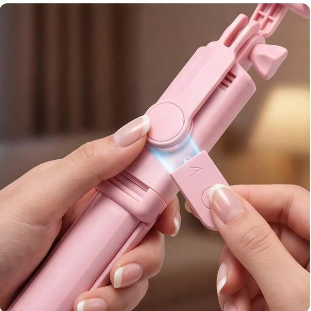 Alt view image 6 of 7 - Bks Pink Selfie Stick Tripod with Wireless Remote, Rotatable Phone Clip, Telescopic Stand for Vlog Video Recording