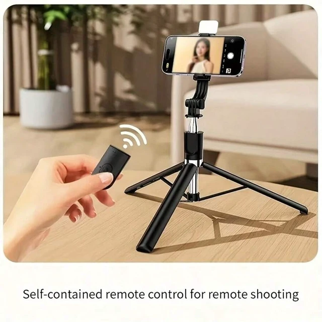 Alt view image 3 of 7 - Bks 70 Inch Bluetooth Selfie Stick Tripod With LED Backlight, Wireless Remote Control, 360° Rotatable Phone Holder, Extendable Stable Anti-Shake Floor Tripod Stand For Live Streaming, Vlog, Travel, Ou