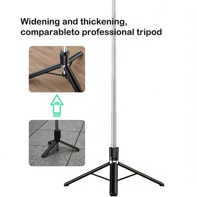 Alt view image 5 of 7 - Bks 70 Inch Bluetooth Selfie Stick Tripod With LED Backlight, Wireless Remote Control, 360° Rotatable Phone Holder, Extendable Stable Anti-Shake Floor Tripod Stand For Live Streaming, Vlog, Travel, Ou