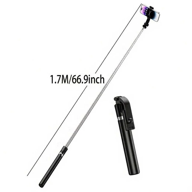 Alt view image 6 of 7 - Bks 70 Inch Bluetooth Selfie Stick Tripod With LED Backlight, Wireless Remote Control, 360° Rotatable Phone Holder, Extendable Stable Anti-Shake Floor Tripod Stand For Live Streaming, Vlog, Travel, Ou