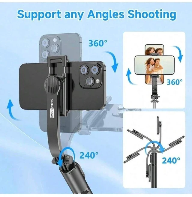 Main image of Bks Extendable Selfie Stick Tripod With Wireless Remote, Portable Lightweight Phone Holder Compatible with iPhone Android Smartphone