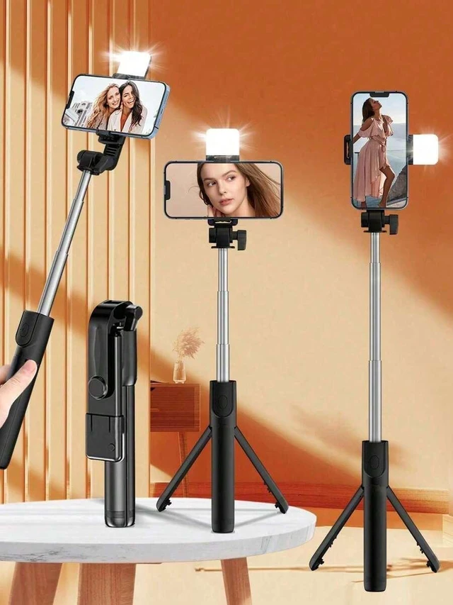 Main image of Bks Bluetooth Selfie Stick Tripod With LED Fill Light & Remote, Portable Phone Tripod For Vlog, Live Streaming, Travel, Android Compatible With Iphone Android Phone