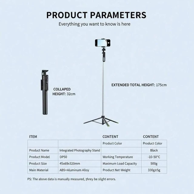 Main image of Bks Selfie Stick Tripod Stand 69 Inch Tall Aluminum Alloy With Remote For Video Recording Compatible With Most Smartphones