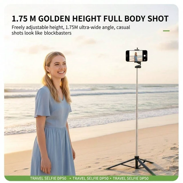 Alt view image 3 of 6 - Bks Selfie Stick Tripod Stand 69 Inch Tall Aluminum Alloy With Remote For Video Recording Compatible With Most Smartphones