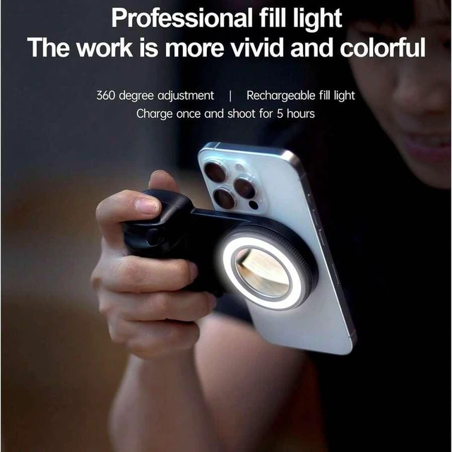 Alt view image 2 of 7 - Bks Portable Bluetooth Selfie Light With Magnetic Grip Handle, Handheld Stabilizer Fill Light For Live Streaming Camera Vlog