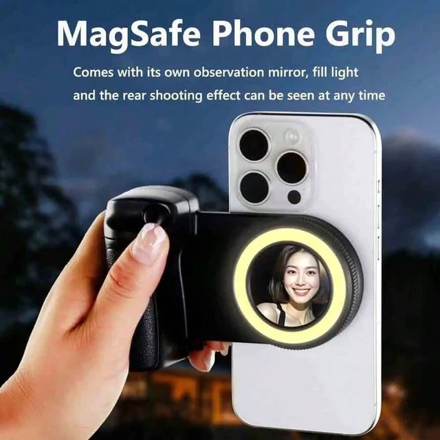 Alt view image 3 of 7 - Bks Portable Bluetooth Selfie Light With Magnetic Grip Handle, Handheld Stabilizer Fill Light For Live Streaming Camera Vlog