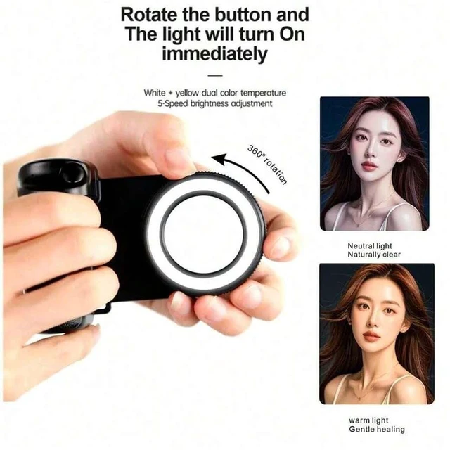 Alt view image 4 of 7 - Bks Portable Bluetooth Selfie Light With Magnetic Grip Handle, Handheld Stabilizer Fill Light For Live Streaming Camera Vlog