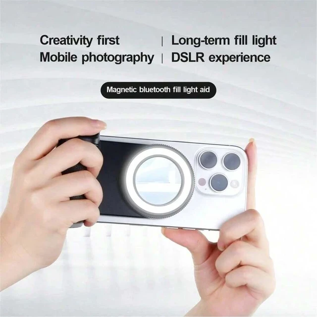 Alt view image 5 of 7 - Bks Portable Bluetooth Selfie Light With Magnetic Grip Handle, Handheld Stabilizer Fill Light For Live Streaming Camera Vlog