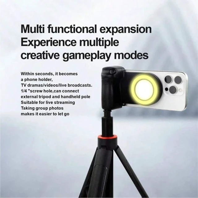 Alt view image 6 of 7 - Bks Portable Bluetooth Selfie Light With Magnetic Grip Handle, Handheld Stabilizer Fill Light For Live Streaming Camera Vlog