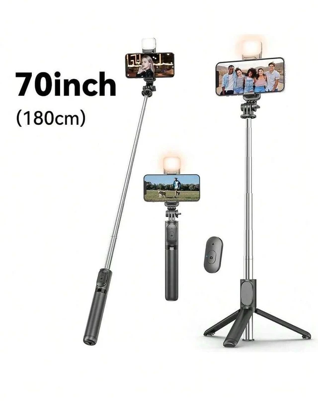Alt view image 2 of 7 - Bks 70 Inch Extendable Selfie Stick Tripod With Wireless Remote & LED Light Portable Phone Stand For Smartphones
