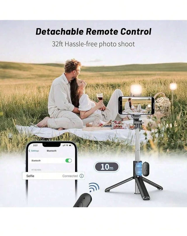 Alt view image 3 of 7 - Bks 70 Inch Extendable Selfie Stick Tripod With Wireless Remote & LED Light Portable Phone Stand For Smartphones