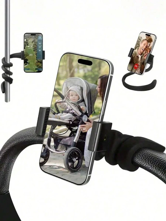Alt view image 2 of 7 - Bks Flexible Silicone Phone Holder For Baby Stroller Universal Mount Portable Gooseneck Adjustable Arm Clamp