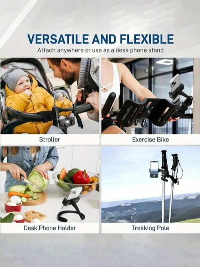 Alt view image 7 of 7 - Bks Flexible Silicone Phone Holder For Baby Stroller Universal Mount Portable Gooseneck Adjustable Arm Clamp