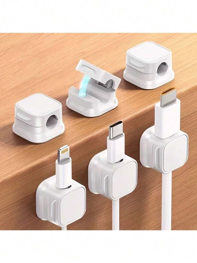 Alt view image 2 of 6 - Bks 4 Pack Magnetic Cable Organizer Clips, Desktop Wire Holder for Phone Charging Line Tidy, Bedside Kitchen Office